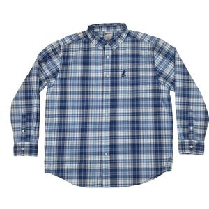 Disney MICKEY MOUSE Embroidered BluePlaid Long Sleeve Button Down Shirt Men  2XL